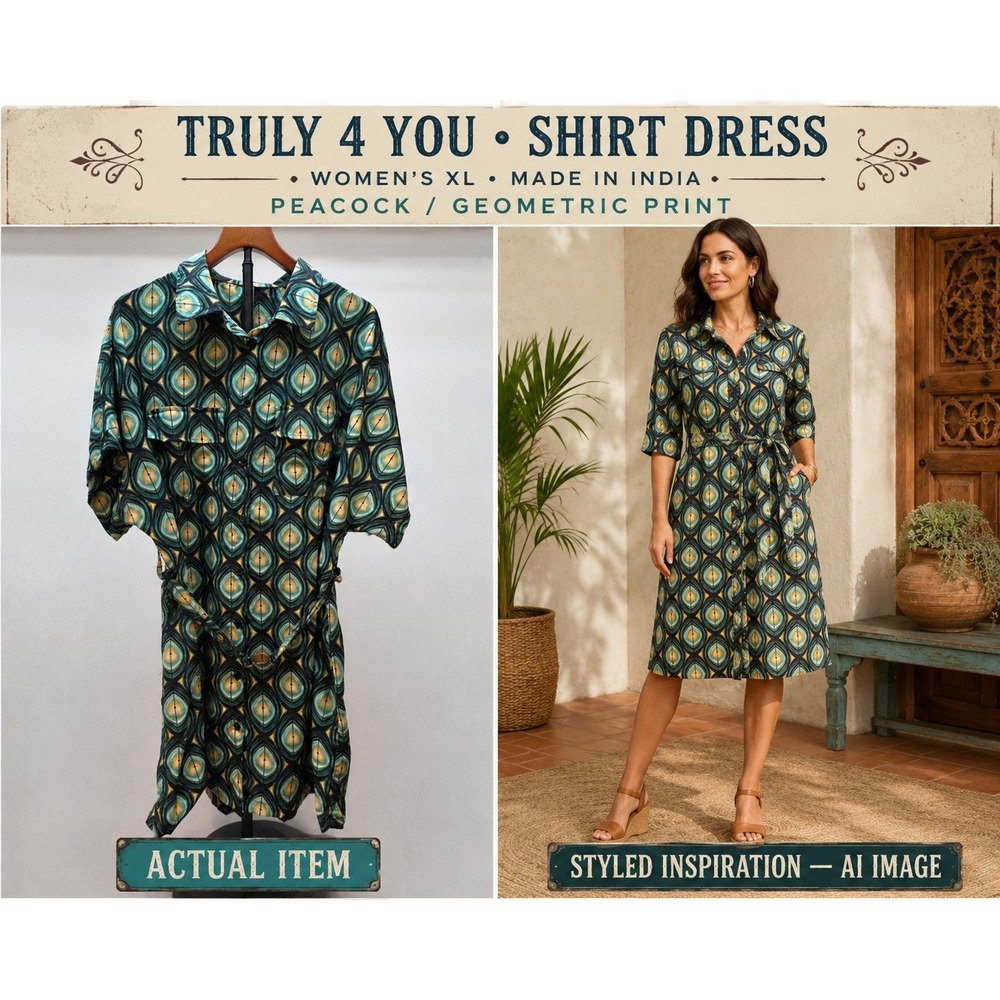 Truly 4 You Short Sleeve Belted Retrostyle 70s Vibe Boho Womens Dress (XL)